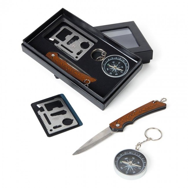 Set navaja con herramientas y llavero brújula