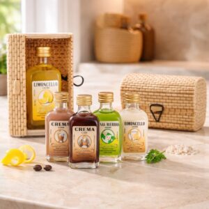 licor con baul de bambu