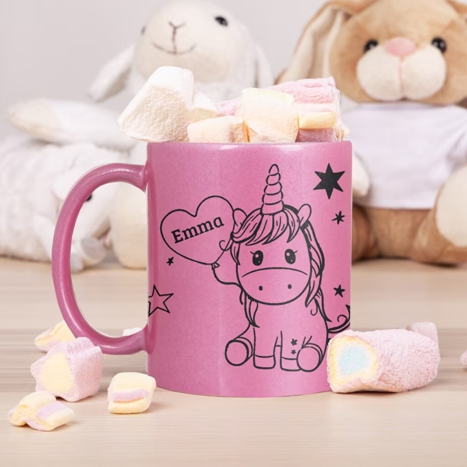 Taza purpurina personalizada