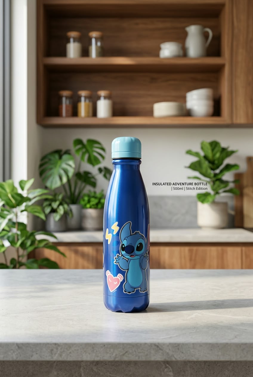 botella aluminio azul stich
