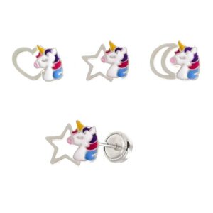 Pendiente infantil unicornio estrella