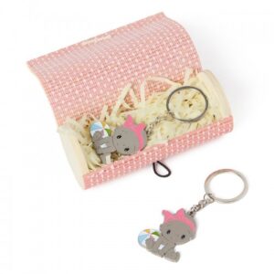 Llavero niña pelota en caja bambú